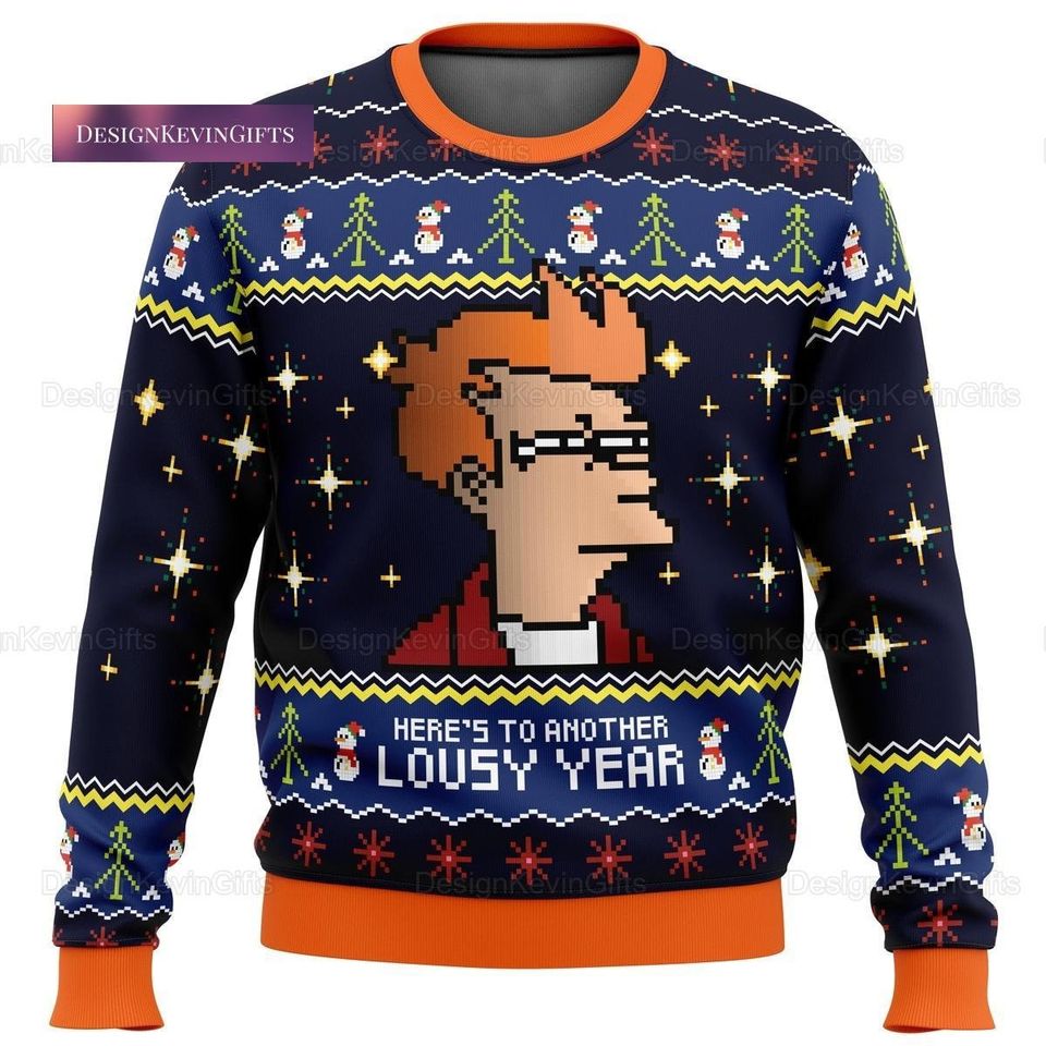Christmas Futurama Ugly Sweater, Philip J. Fry Lousy Year Ugly Sweater