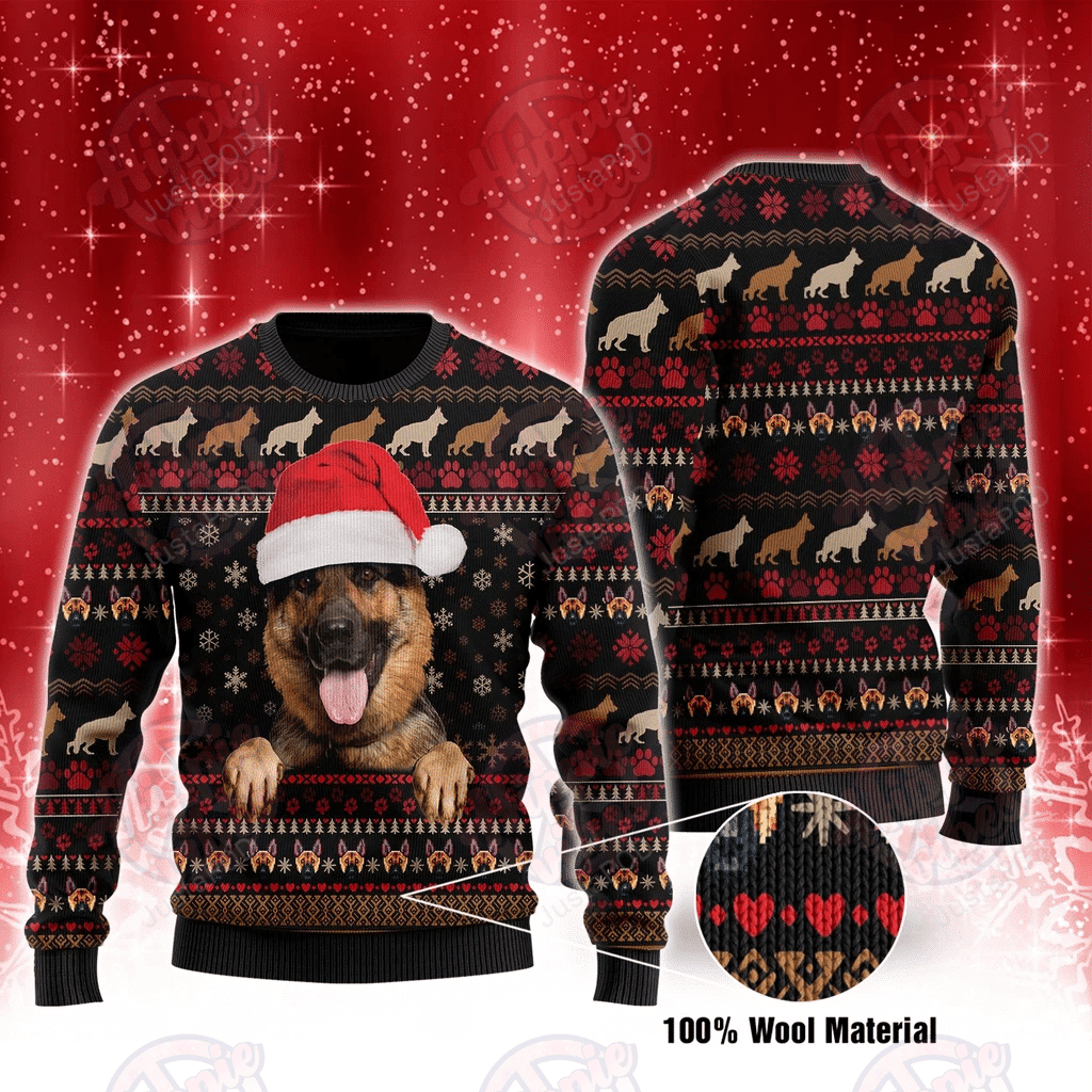 Christmas German Shepherd Dog Ugly Christmas Sweater Adult 3D Funny Matching for family