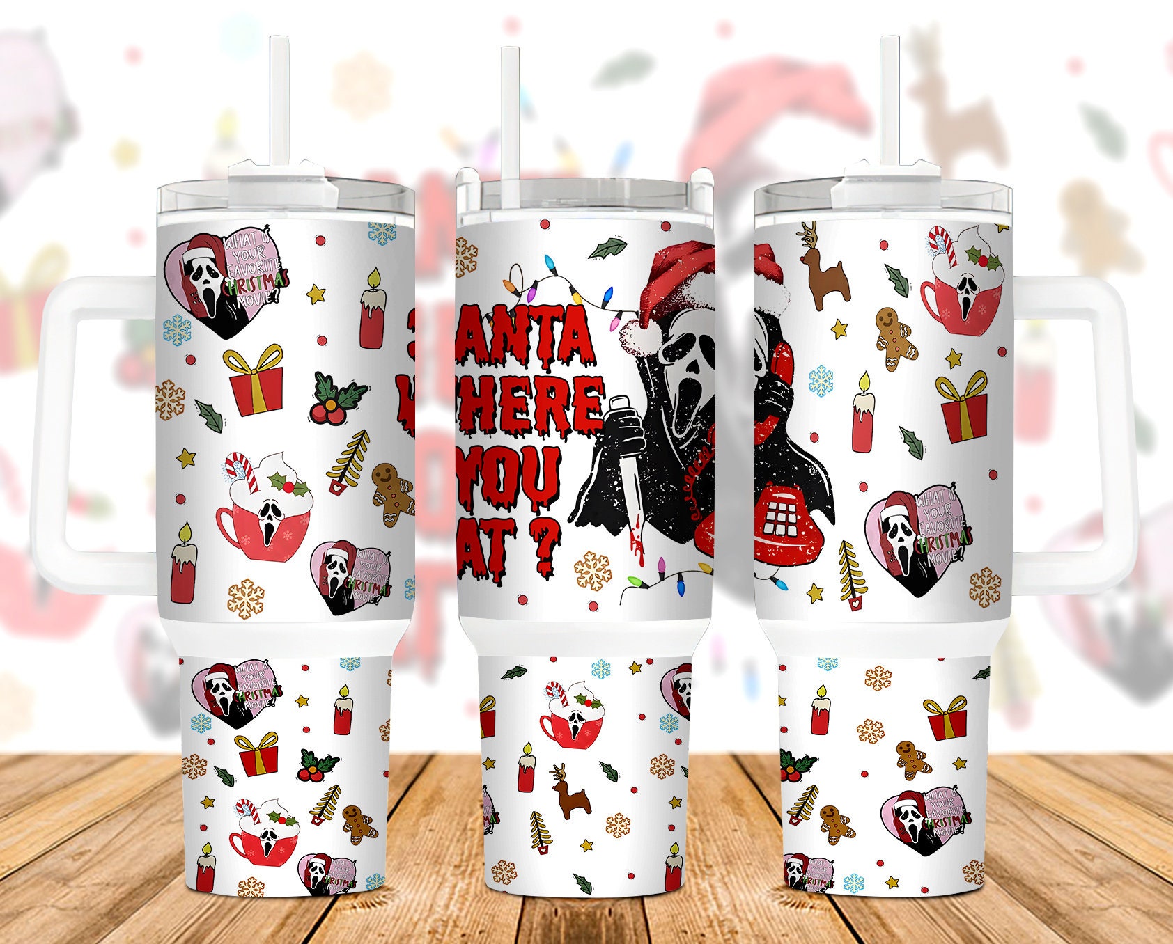 Christmas Ghostface Scream Movies Custom Stanley Cup 40 oz 30 oz Tumbler With HandleTVC2301889