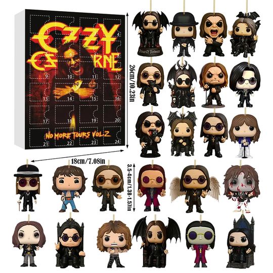 Christmas Gift Acrylic 24pcs Advent Calendar Box Ozzy Osbourne Motorcycle Bell Keychain 24 Day Countdown Calendar - Image 9