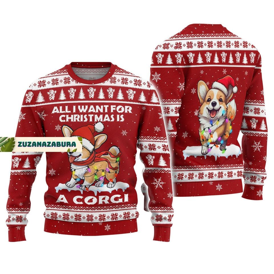 Christmas Gift, Christmas Corgi Sweater, Corgi Mom Gift