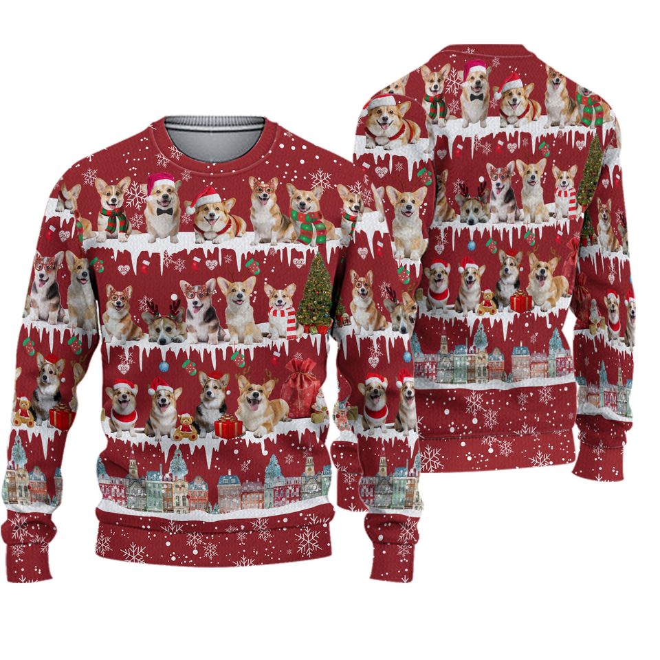 Christmas Gift, Corgi Dog Ugly Sweater, Corgi Sweater