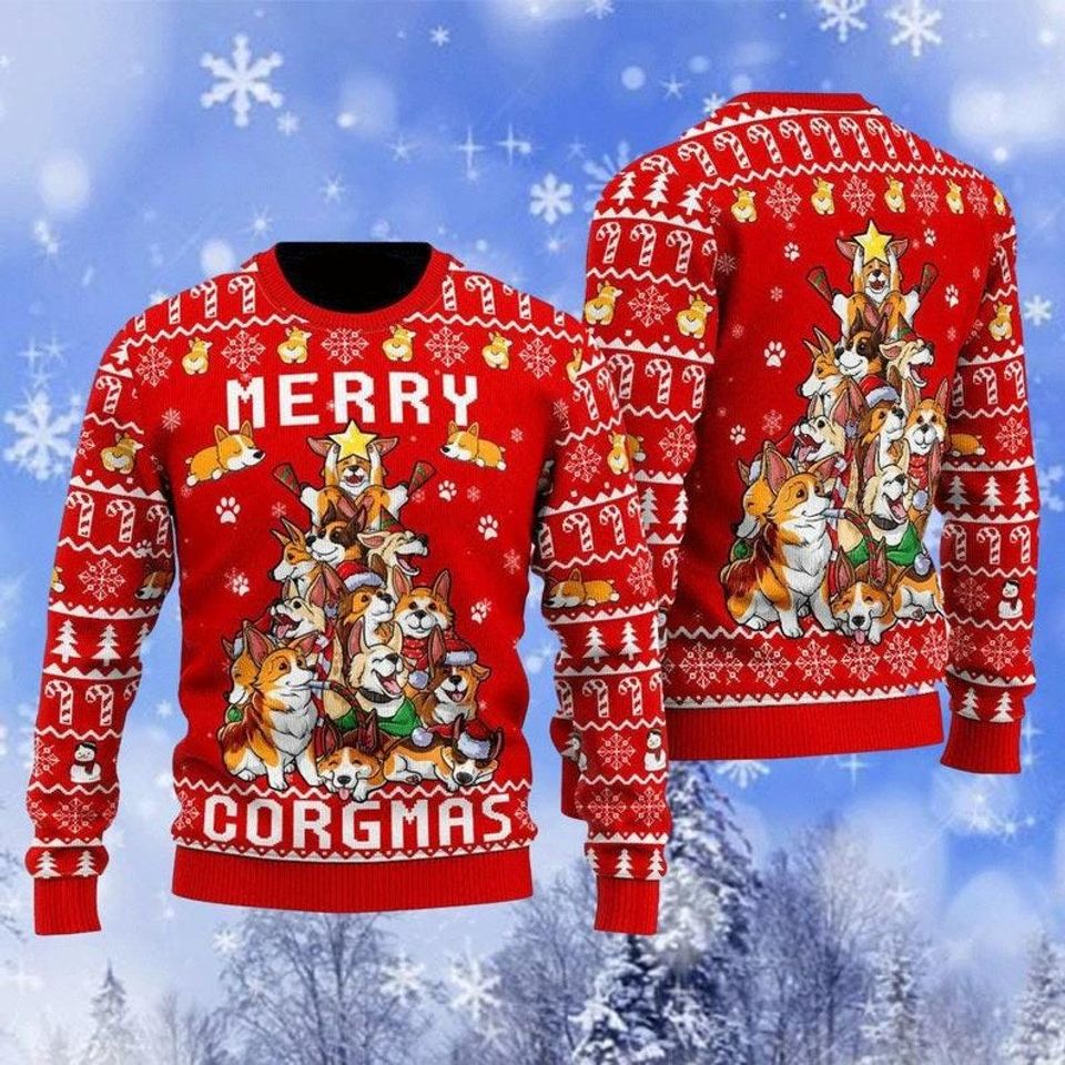 Christmas Gift, Corgi Sweater, Funny Dog Ugly Sweater,