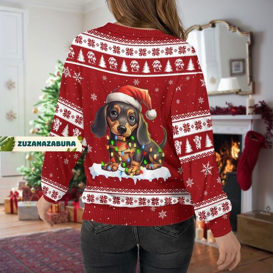 Christmas Gift, Dachshund Christmas Sweater, Dachshund Gift - Image 11