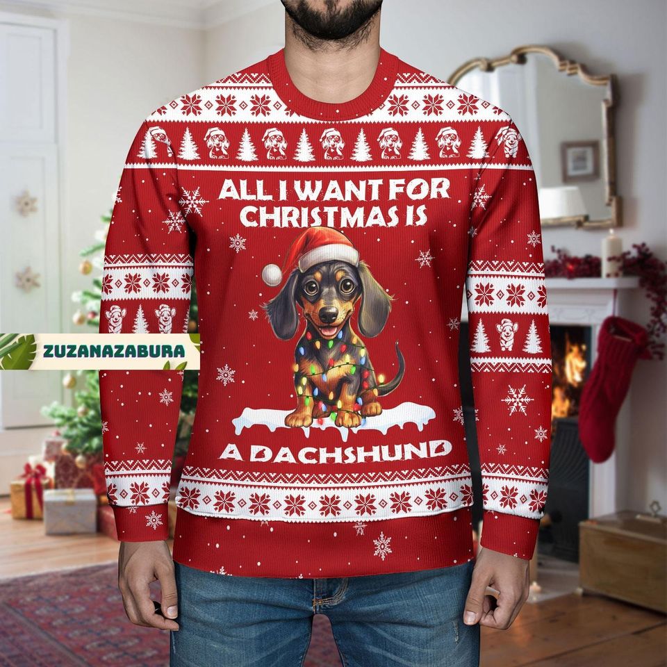 Christmas Gift, Dachshund Christmas Sweater, Dachshund Gift - Image 4