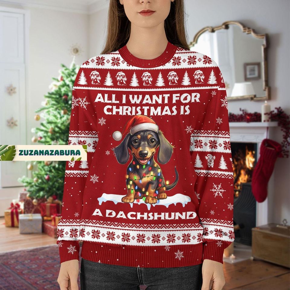 Christmas Gift, Dachshund Christmas Sweater, Dachshund Gift - Image 6