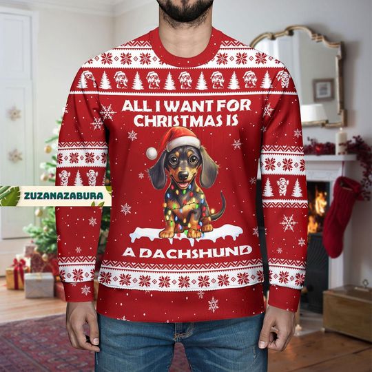Christmas Gift, Dachshund Christmas Sweater, Dachshund Gift - Image 10