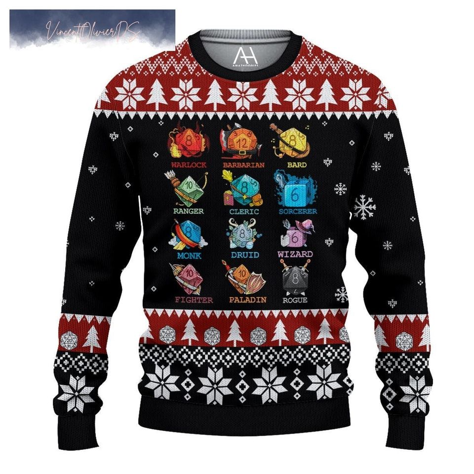 Christmas Gift, DnD Ugly Sweater, Dungeons And Dragons Sweater