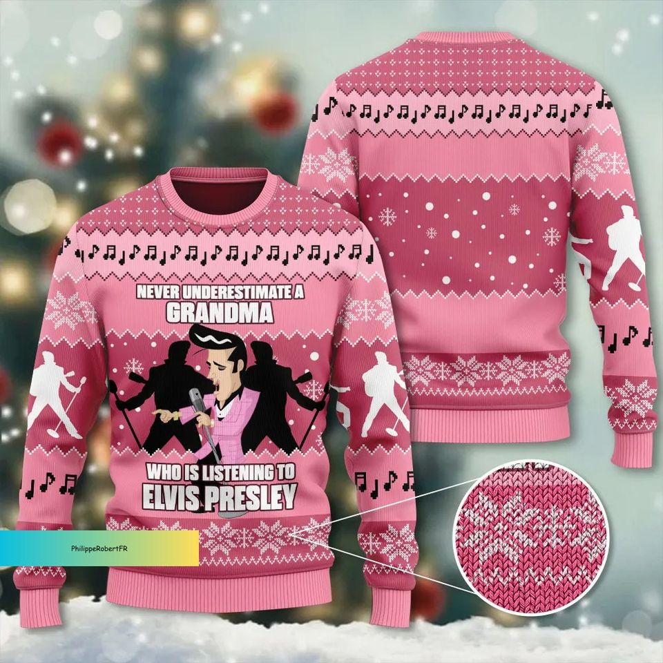Christmas Gift, Elvis Presley Christmas Sweater, Elvis Presley Ugly Sweater