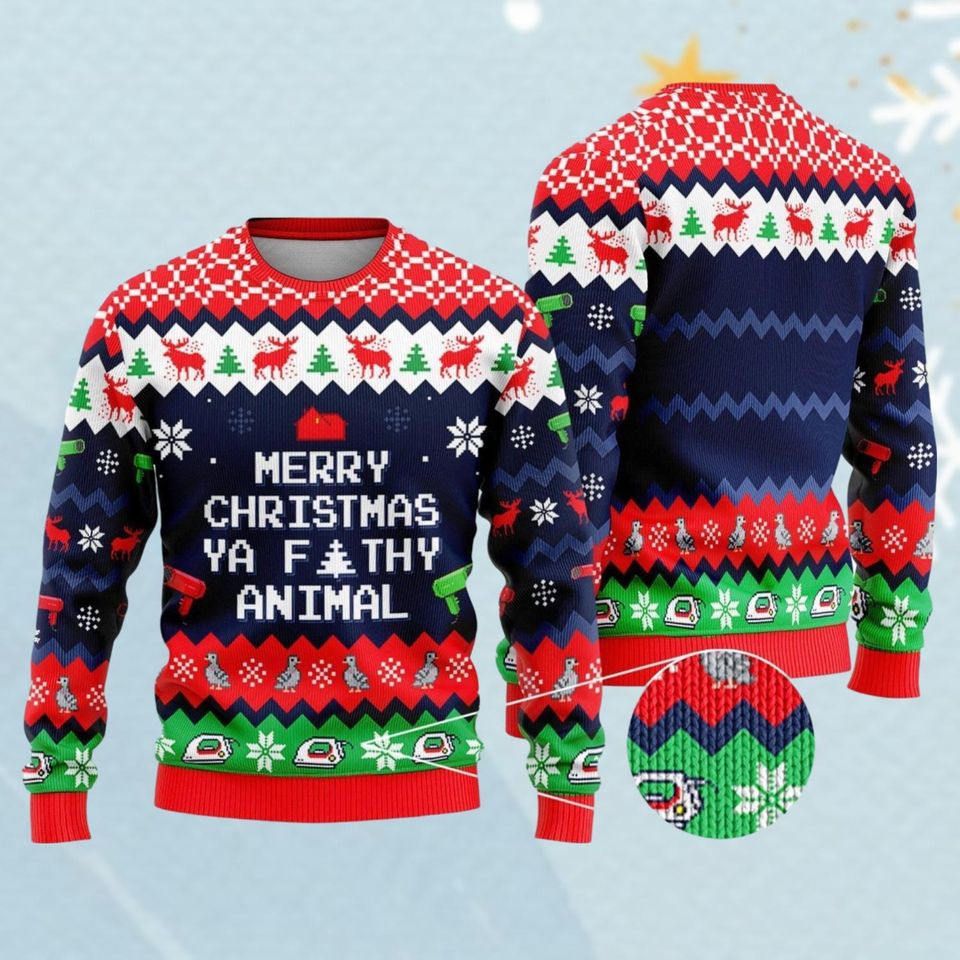 Christmas Gift, Home Alone Sweater, Home Alone Christmas Sweater, Ya Filthy Animal