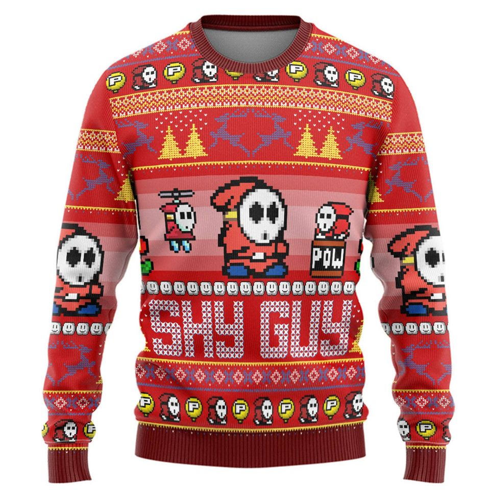 Christmas Gift, Shy Guy Ugly Sweater, Shy Guy Sweater