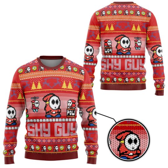 Christmas Gift, Shy Guy Ugly Sweater, Shy Guy Sweater - Image 6