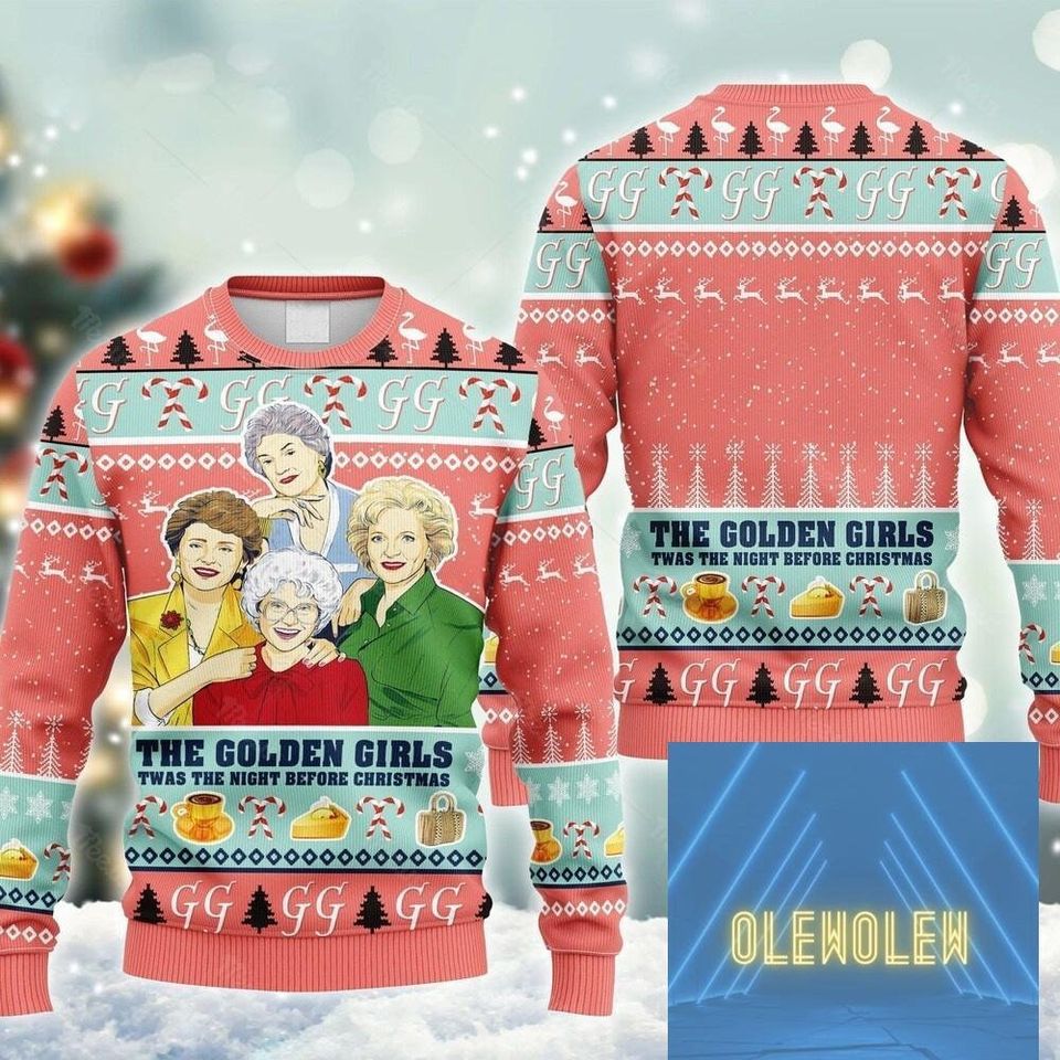 Christmas Gift, The Golden Girl Pink Ugly Christmas Sweater, Stay Golden Ugly Xmas Sweater