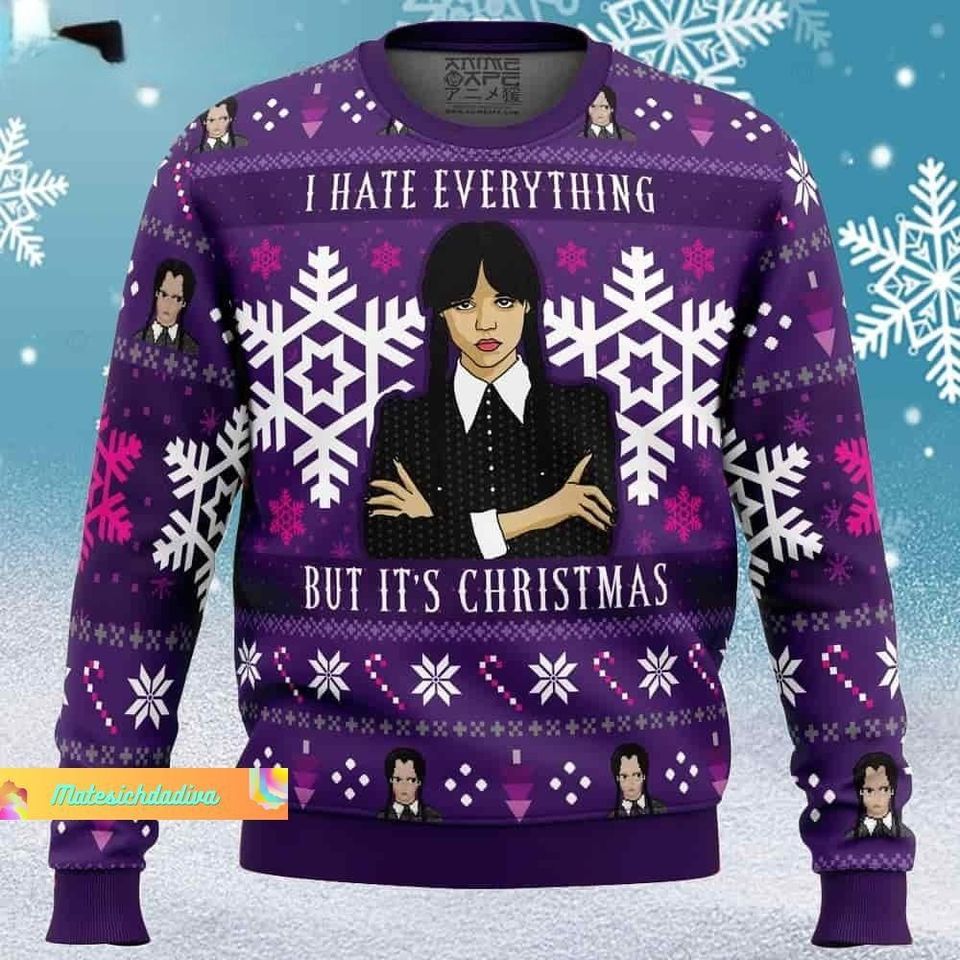 Christmas Gift, Wednesday Ugly Sweater, Wednesday Adam Christmas Sweater