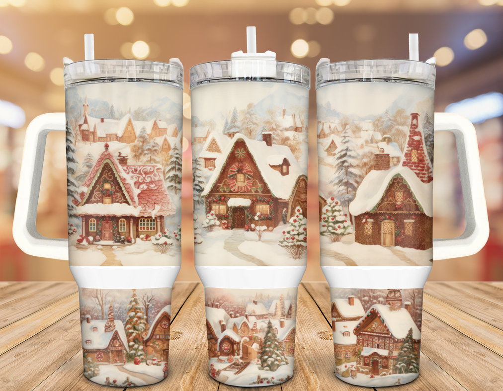 Christmas Gingerbread Village Custom Stanley Cup 40 oz 30 oz Tumbler With HandleTVC2301940
