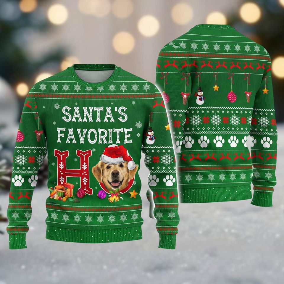 Christmas Golden Retriever Ugly Sweater, Santa Dog Holiday Sweater