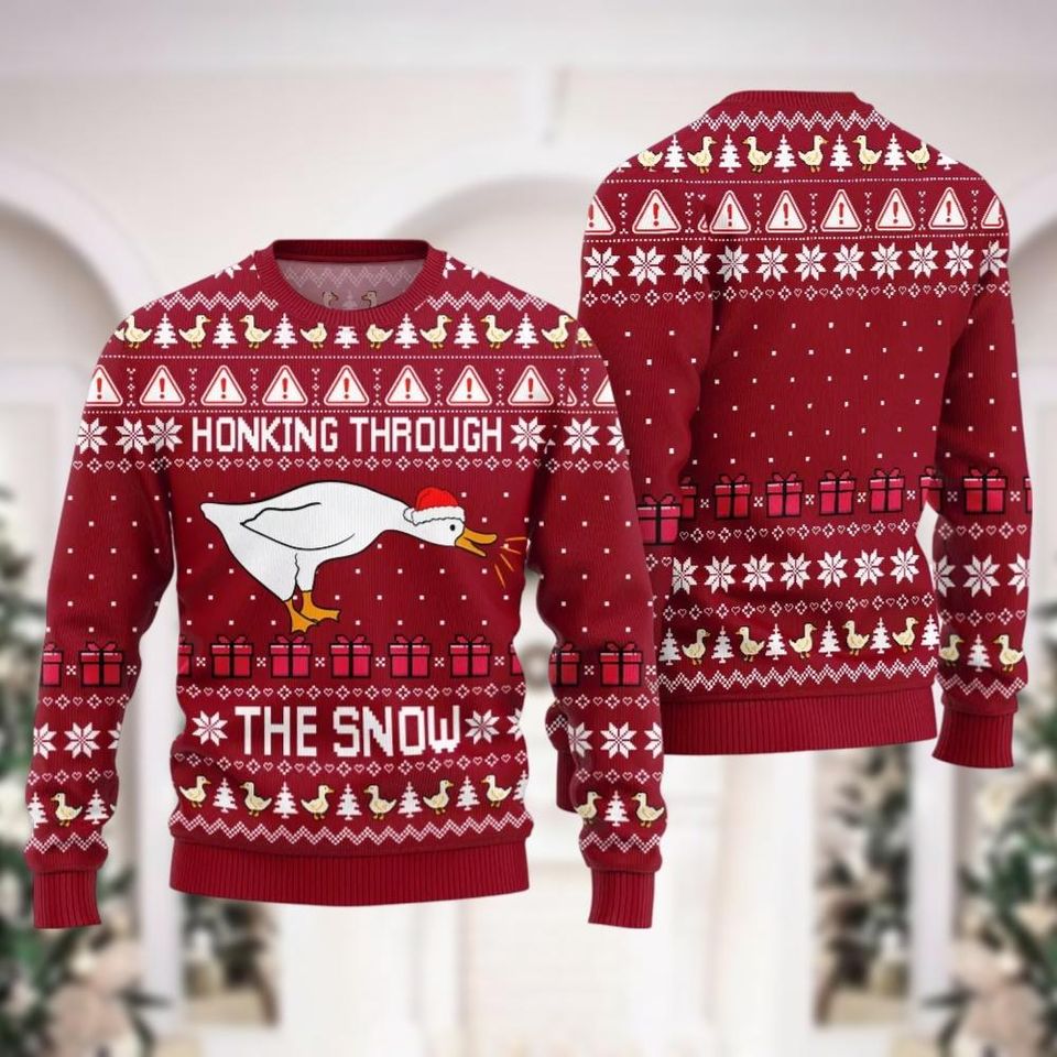 Christmas Goose Honking Ugly Sweater, Funny Animal Christmas Sweatshirt