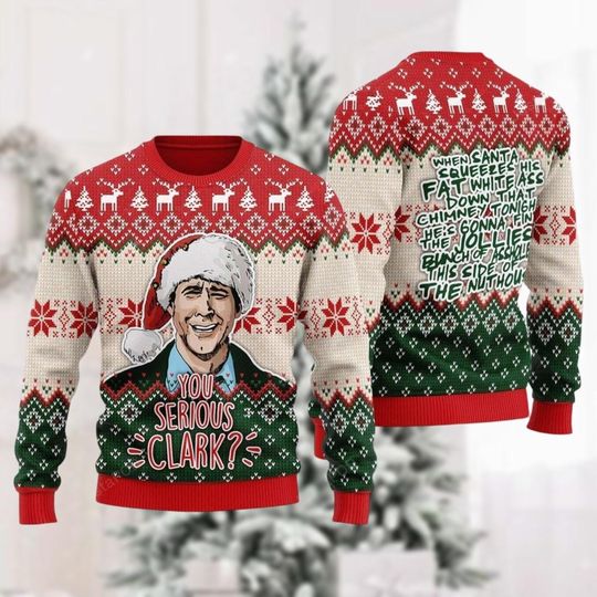 Christmas Griswold Ugly Sweater, You Serious Clark Xmas Sweater, Christmas Movie Sweater - Image 4