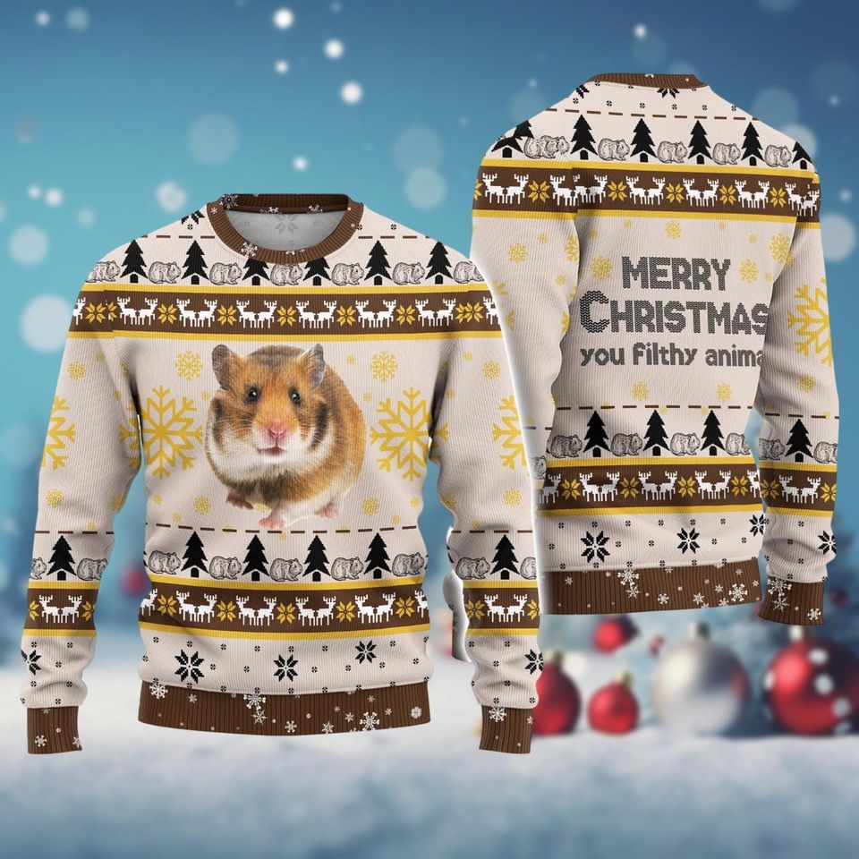 Christmas Hamster Ugly Sweater, Merry Hamstermas Holiday Sweater
