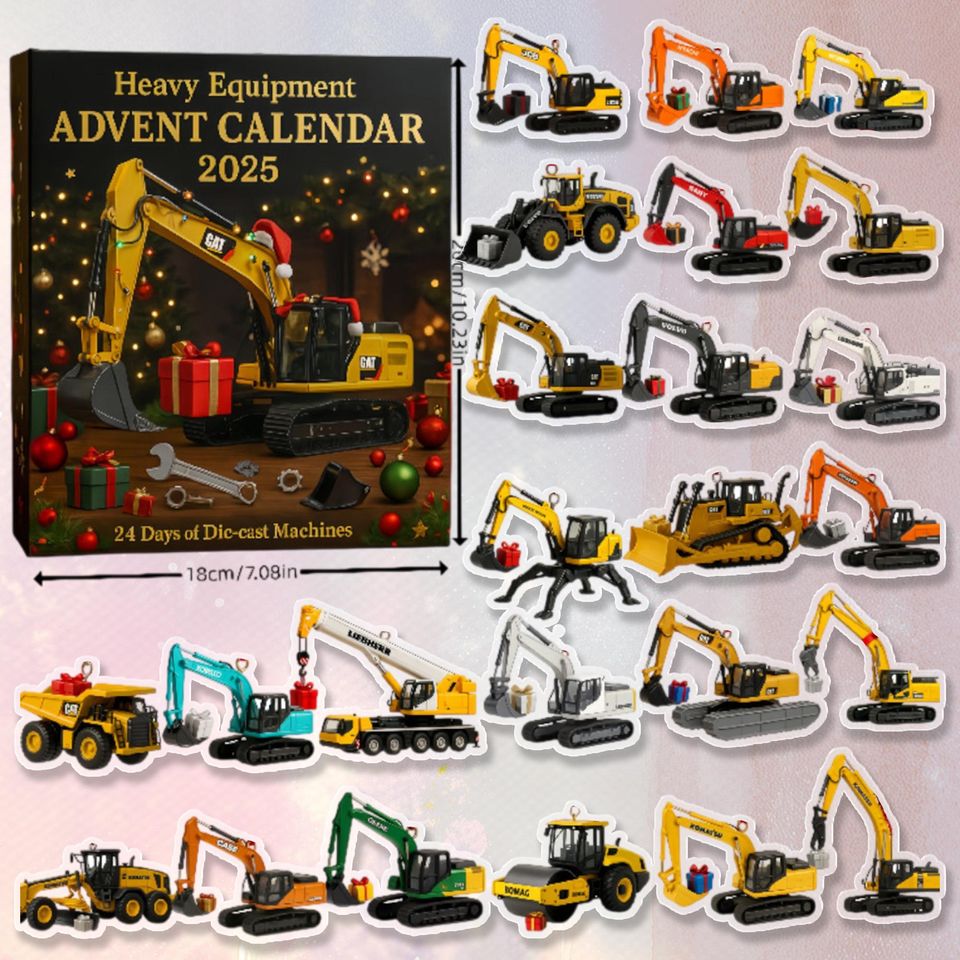 Christmas Heavy Equipment Advent Calendar 2025, Trucks Set 24-Day Countdown Ornament
