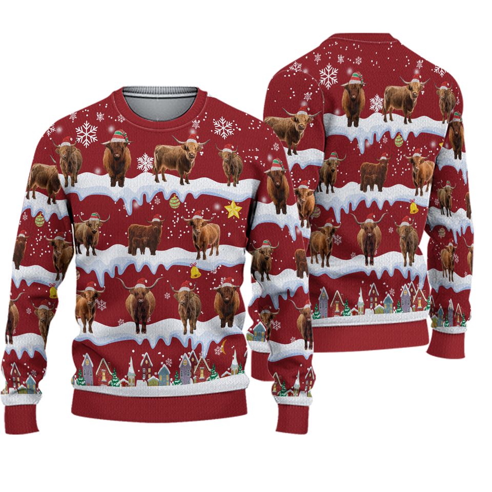 Christmas Highland Cow Ugly Sweater