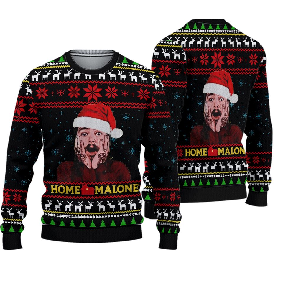 Christmas Home Alone Ugly Sweater, Post Malone Christmas Sweater