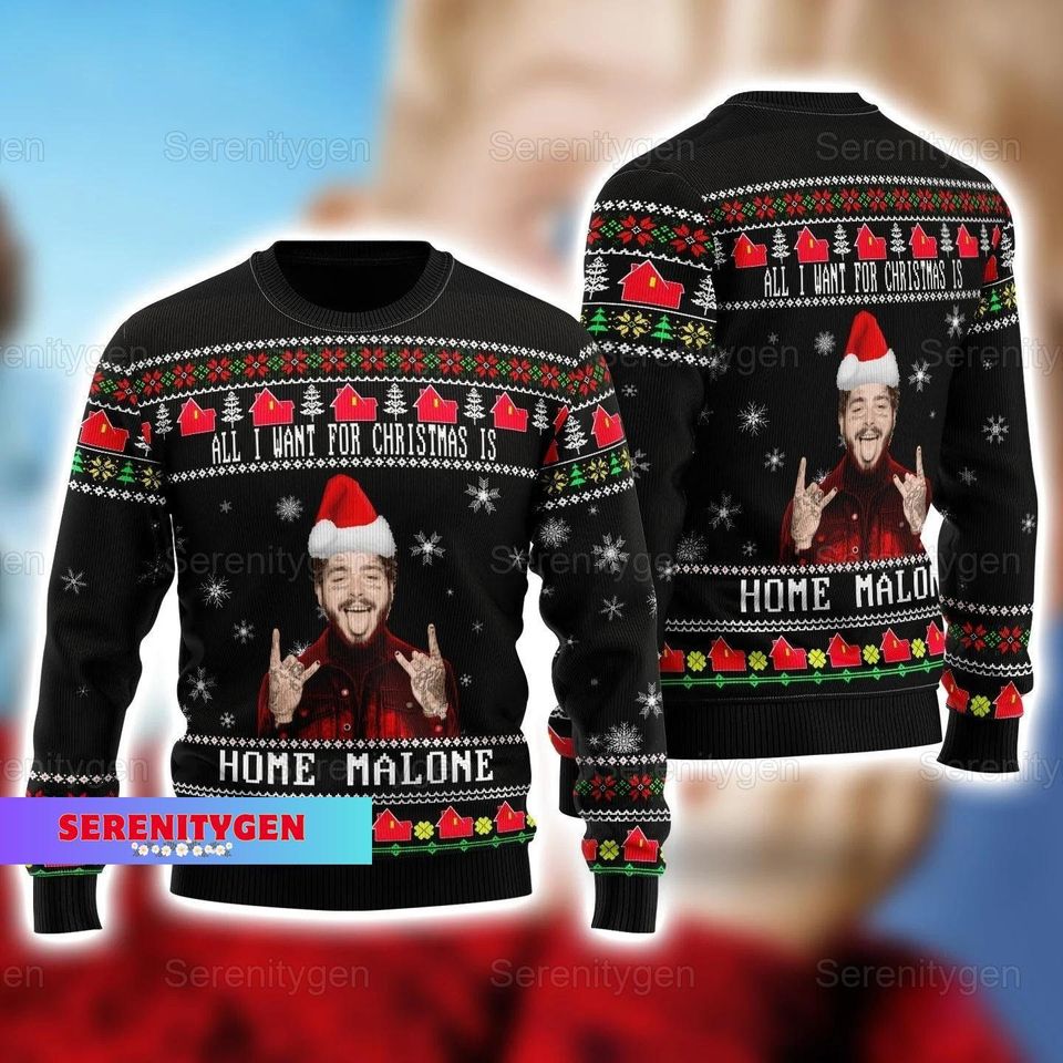 Christmas Home Malone Ugly Sweater, Home Malone Christmas Sweater