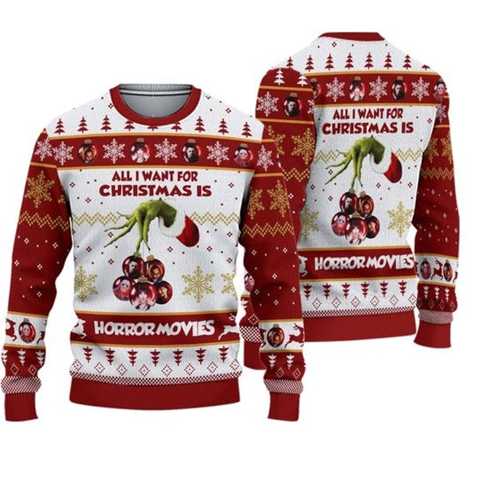 Christmas Horror Movie Sweatshirt, Horror Characters Sweatshirt