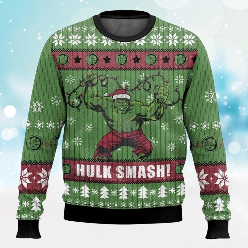 Christmas Hulk Smash Ugly Sweater, The Incredible Hulk Holiday Sweater