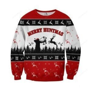 Christmas Hunting Ugly Christmas Sweater Adult 3D Funny Matching for family