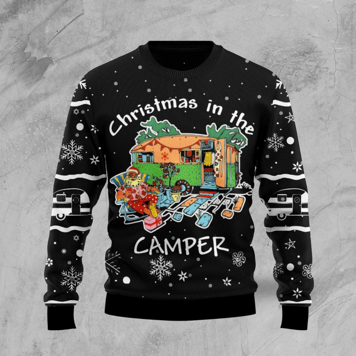 Christmas In The Camper Ugly Christmas Sweater Adult 3D Funny Matching for family