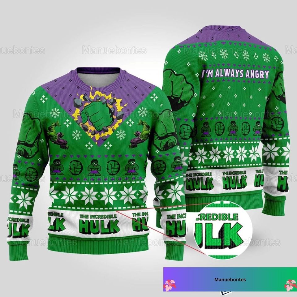 Christmas Incredible Hulk Ugly Sweater, Incredible Hulk Holiday