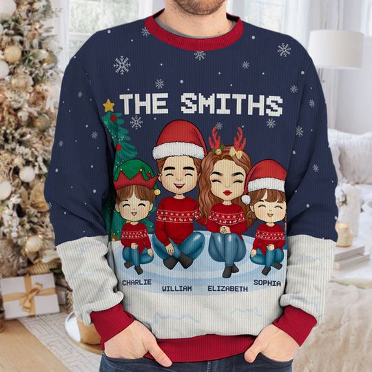 Christmas Is A Time For Family Dad, Mom - Family Personalized Custom Ugly Sweatshirt - Image 10