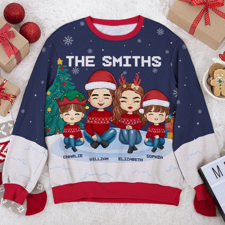 Christmas Is A Time For Family Kid Personalized Ugly Sweatshirt - Christmas Gift