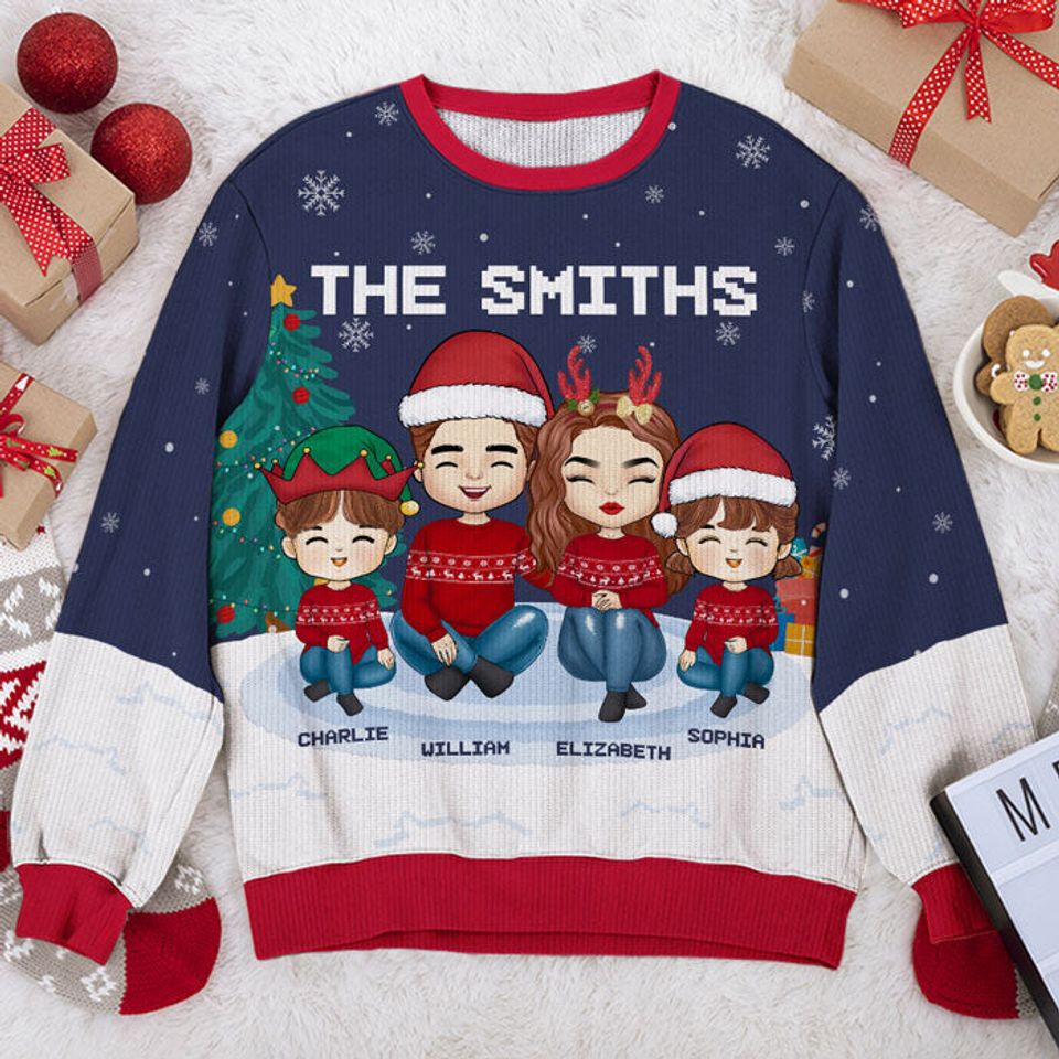 Christmas is a Time for Family - Personalized Ugly Sweatshirt for Parents