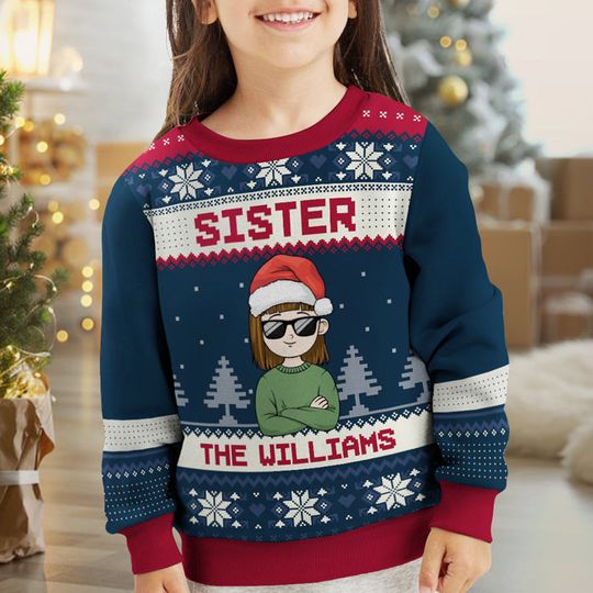 Christmas Is All About The Family Brother, Sister - Family Personalized Custom Ugly Sweatshirt - Image 9