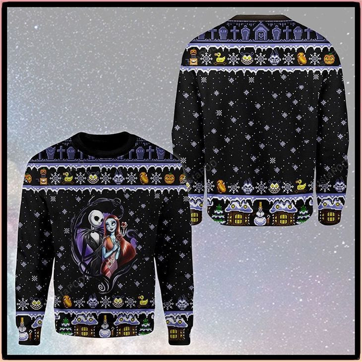 Christmas Jack Skellington And Sally For Unisex Ugly Christmas Sweater Adult 3D Funny Matching for family