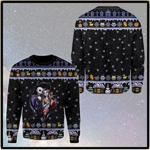Christmas Jack Skellington And Sally Ugly Christmas Sweater Adult 3D Funny Matching for family