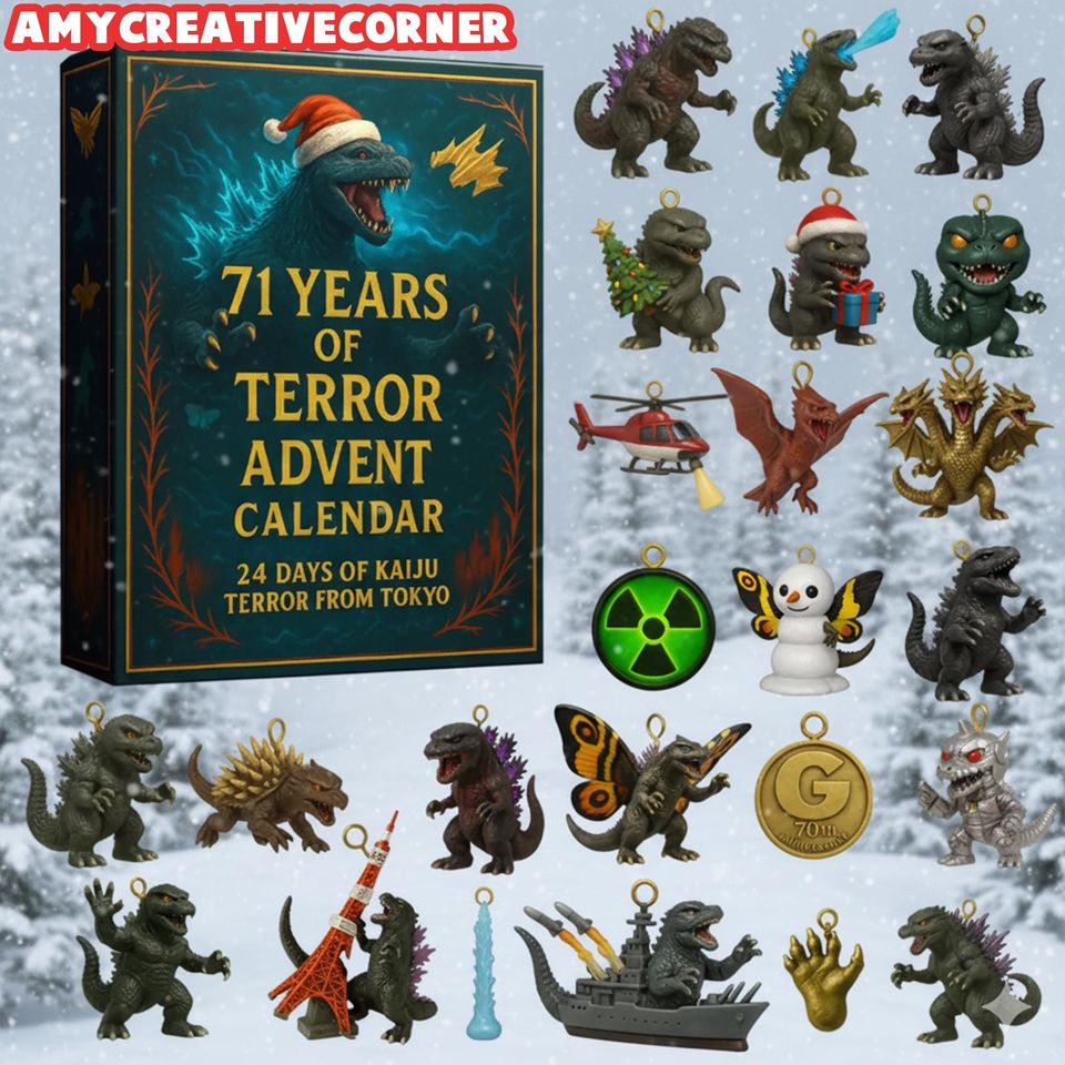 Christmas Kaiju Advent Calendar 2025, Christmas god zilla Countdown Calendars, 24 Days of Xmas Surprises with 24 Collectible for Her Him Gift - Image 3