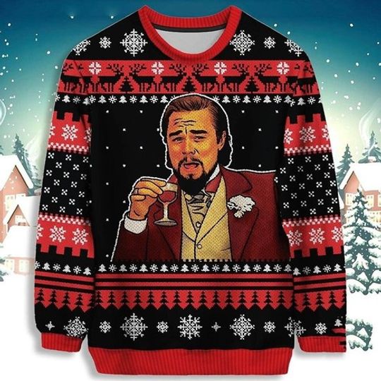 Christmas Laughing Leo Leonardo DiCaprio Meme Christmas Ugly Sweater - Image 15