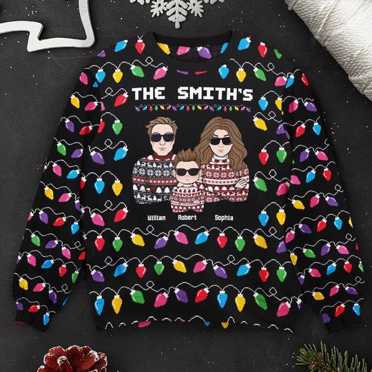 Christmas Led Light Family Funny - Personalized Ugly Sweater - Image 5
