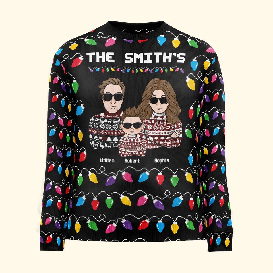 Christmas Led Light Family Funny - Personalized Ugly Sweater - Image 3