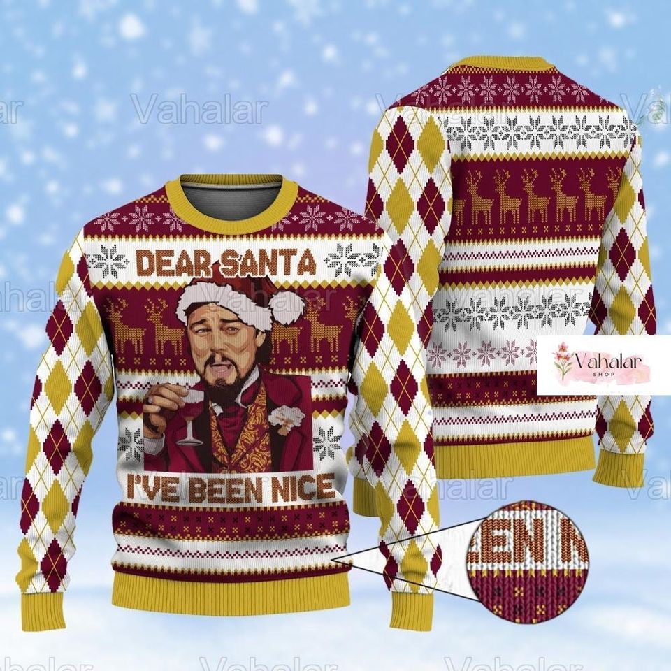 Christmas Leonardo DiCaprio Ugly Sweater, Funny Leonardo DiCaprio Ugly Sweater
