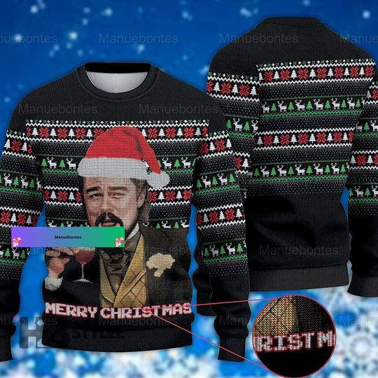 Christmas Leonardo Dicaprio Ugly Sweater, Leonardo Dicaprio Xmas Sweater - Image 3