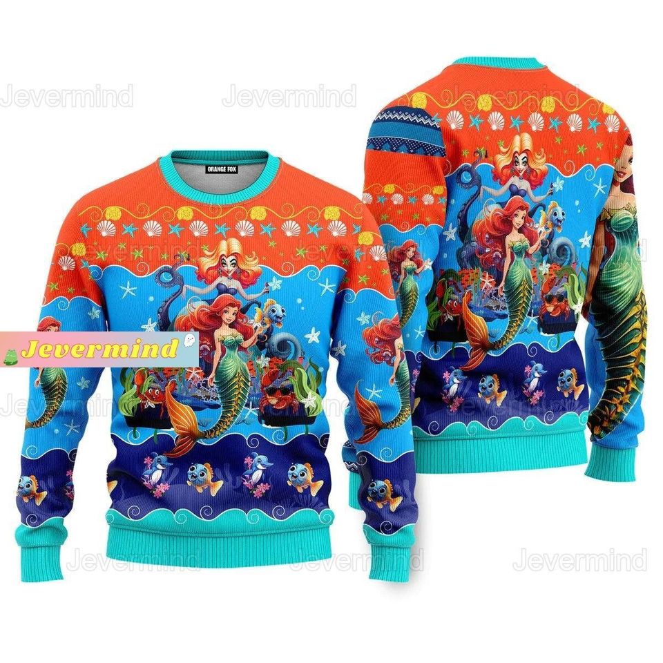 Christmas Little Mermaid Sweater, Little Mermaid Sweater