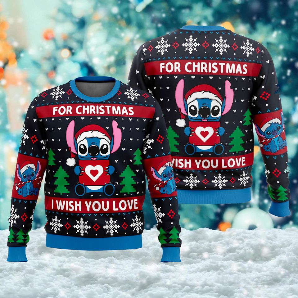 Christmas Love Alien Blue Dog Sweater - Tacky Holiday Wear