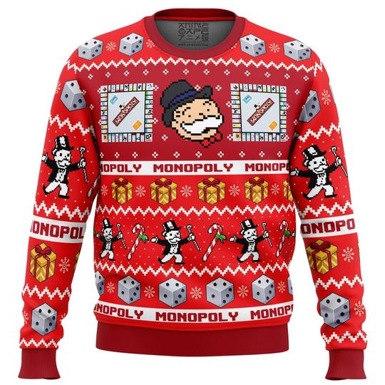 Christmas Monopoly Board Games Ugly Christmas Sweater, Monopoly Game Cards Ugly - Image 5