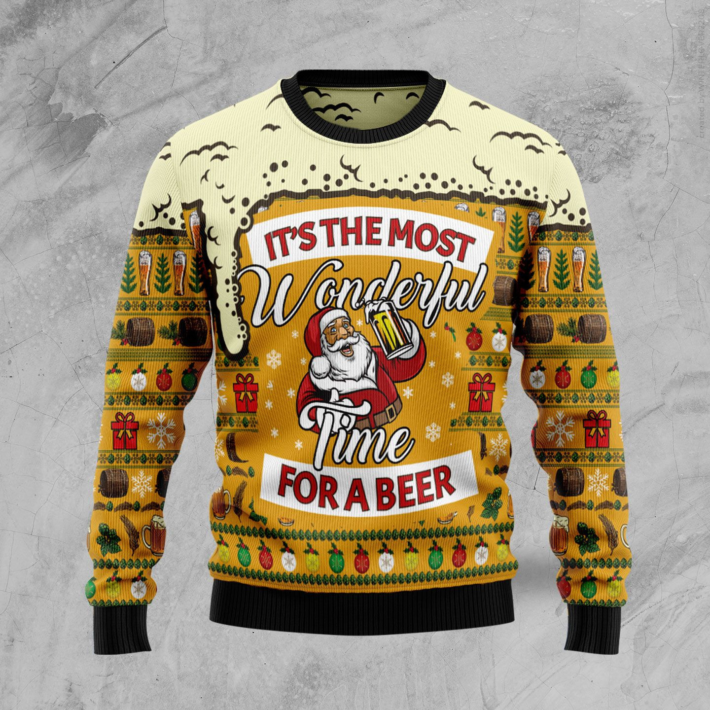 Christmas Most Wonderful Time For Beer Ugly Christmas Sweater Adult 3D Funny Matching for family