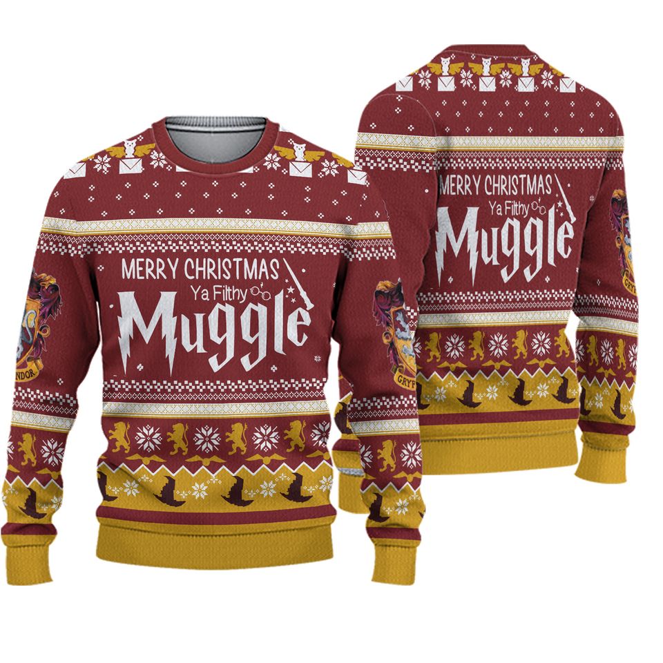 Christmas Muggle Ugly Sweater, H@rry Pottery Sweater