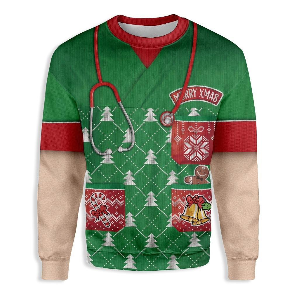 Christmas Nurse DonT Be Tachy Ugly Christmas Sweater Adult 3D Funny Matching for family